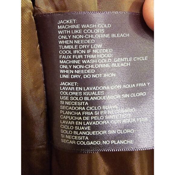 Kenneth Cole Reaction Beige Women's Down Puffer Jacket Coat Med Length Size Sm - Picture 8 of 8